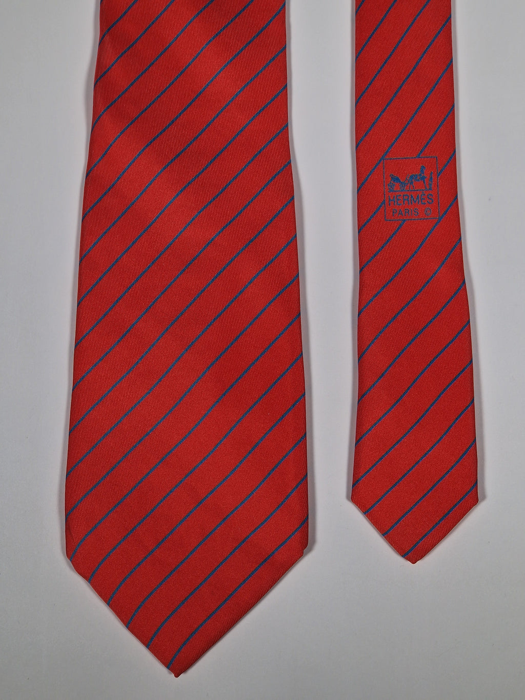 Hermès silk tie red striped 5041 FA