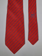 Hermès silk tie red striped 5041 FA