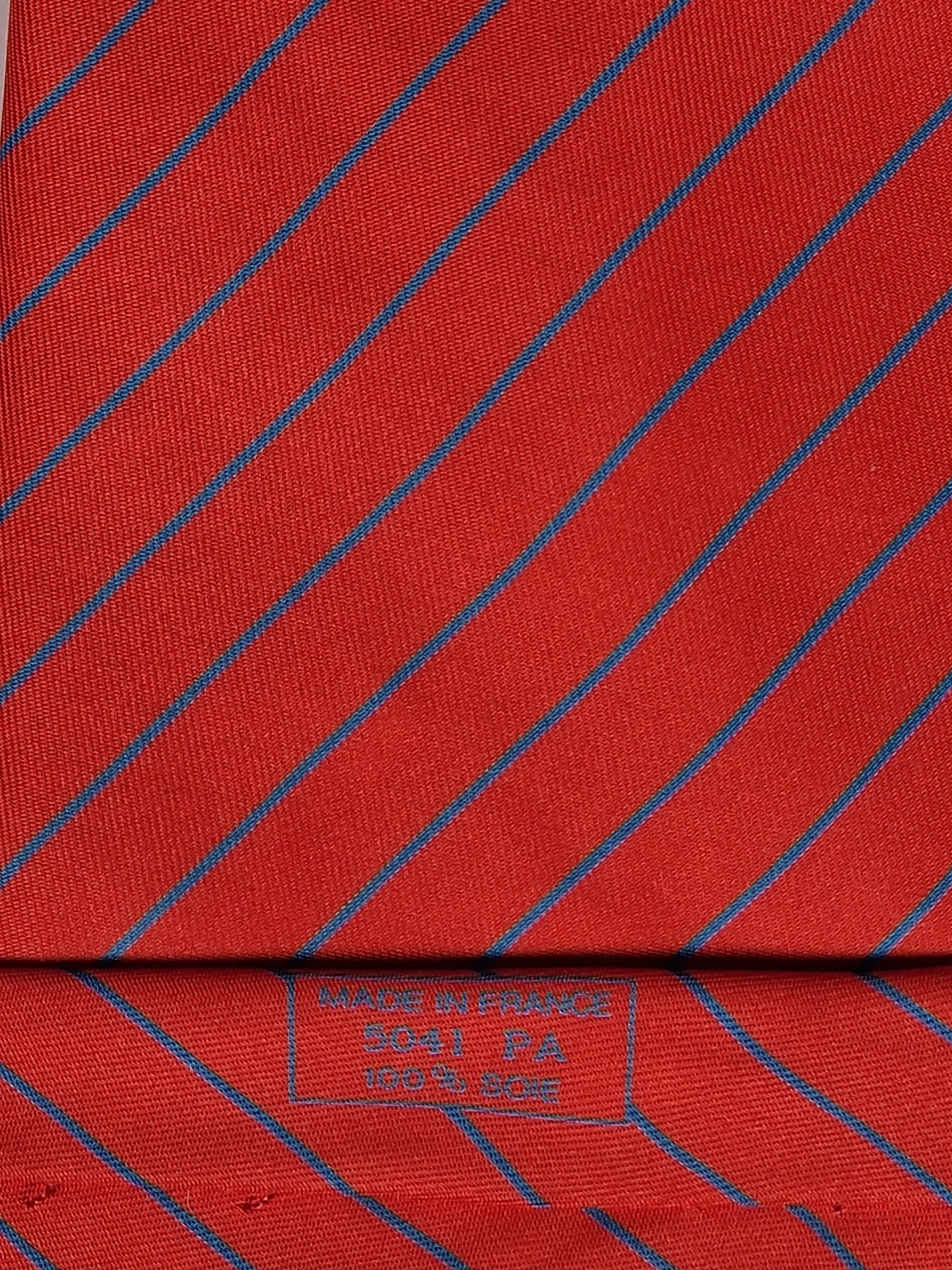 Hermès silk tie red striped 5041 FA