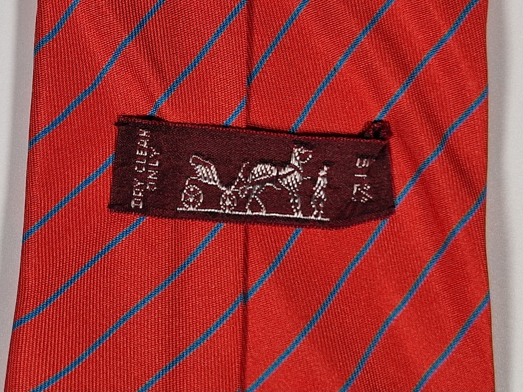 Hermès silk tie red striped 5041 FA