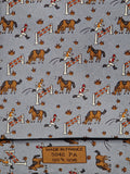 Hermès silk tie grey whimsical equestrian pattern 5042 PA