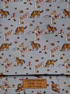 Hermès silk tie grey whimsical equestrian pattern 5042 PA