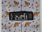 Hermès silk tie grey whimsical equestrian pattern 5042 PA