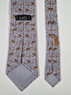 Hermès silk tie grey whimsical equestrian pattern 5042 PA