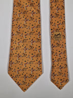Hermès silk tie orange whimsical equestrian pattern 5042 PA
