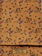 Hermès silk tie orange whimsical equestrian pattern 5042 PA