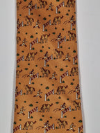 Hermès silk tie orange whimsical equestrian pattern 5042 PA