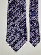 Hermès silk tie purple cheker pattern 5046 PA