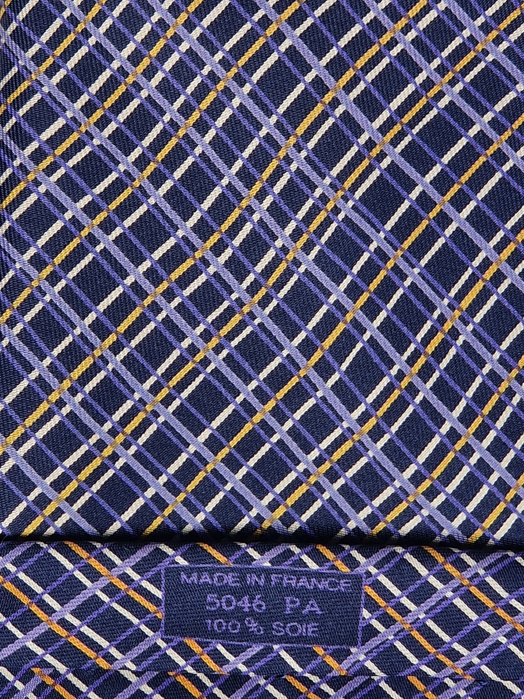Hermès silk tie purple cheker pattern 5046 PA