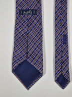 Hermès silk tie purple cheker pattern 5046 PA