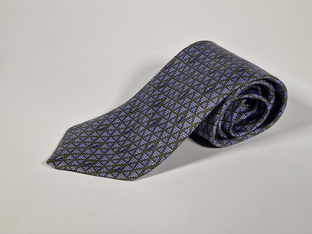 Hermès silk tie green wine and grapes 5073 PA
