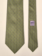 Hermès silk tie green H pattern 5075 PA