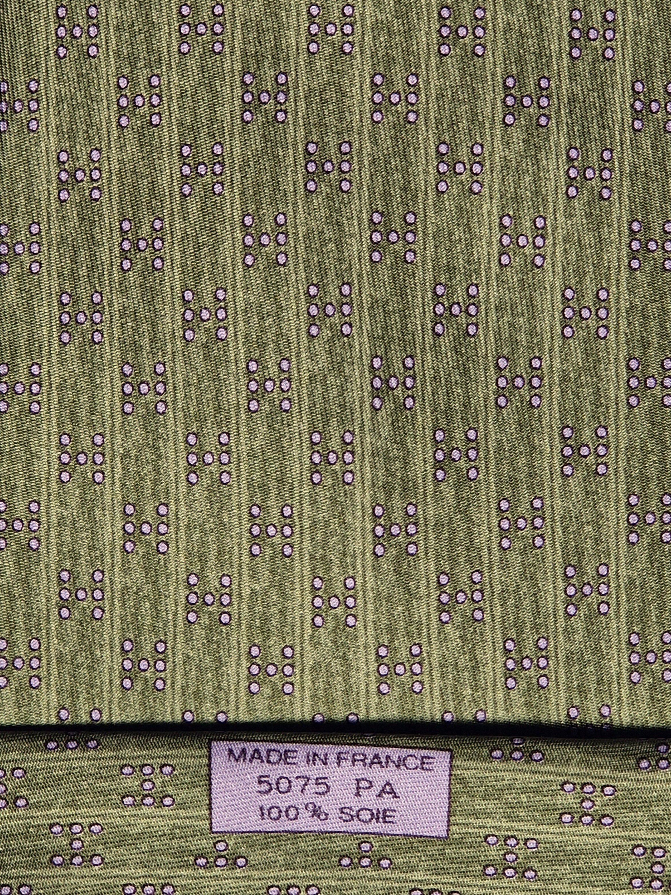 Hermès silk tie green H pattern 5075 PA