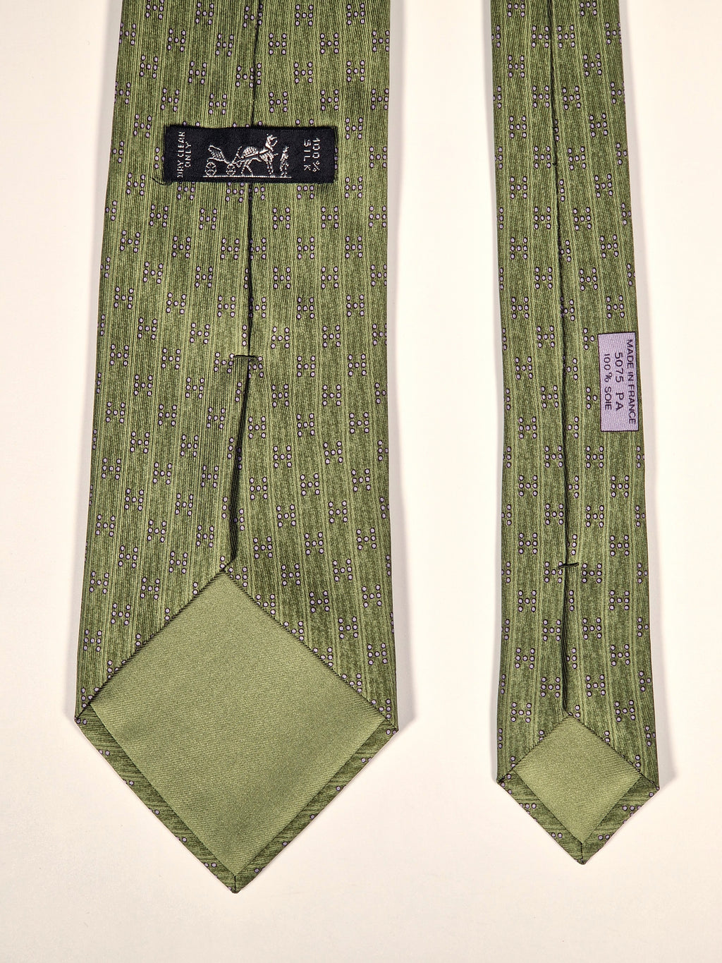 Hermès silk tie green H pattern 5075 PA