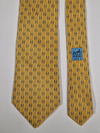 Hermès silk tie yellow H pattern 5075 PA