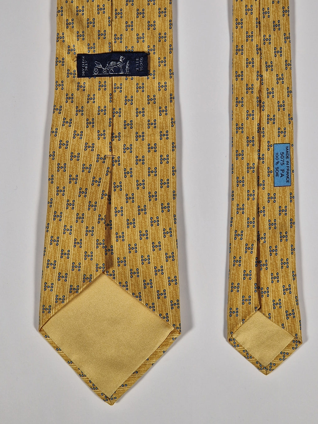 Hermès silk tie yellow H pattern 5075 PA