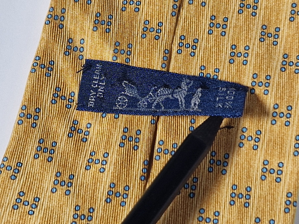 Hermès silk tie yellow H pattern 5075 PA