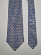 Hermès silk tie blue geometric pattern 5081 PA
