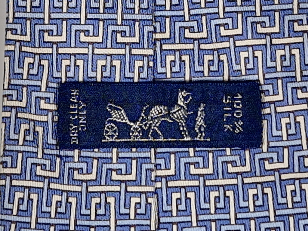 Hermès silk tie blue geometric pattern 5081 PA