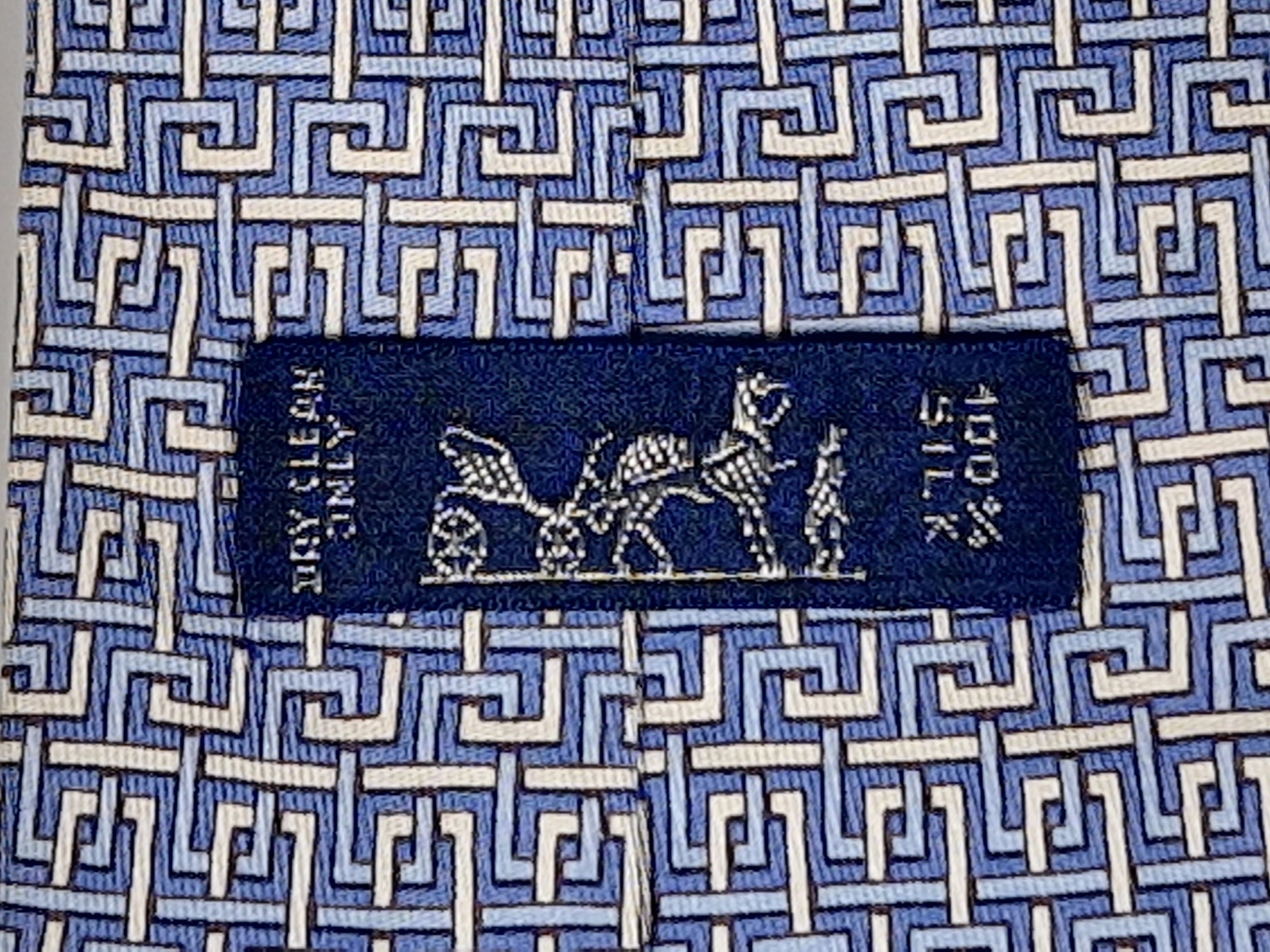 Hermès silk tie blue geometric pattern 5081 PA
