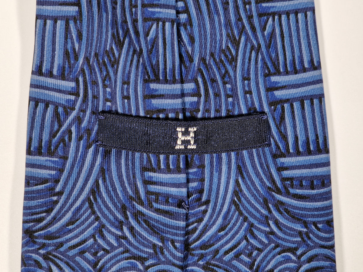000509 Hermès tie blue geometrical pattern Hermès 509 IA tie blue