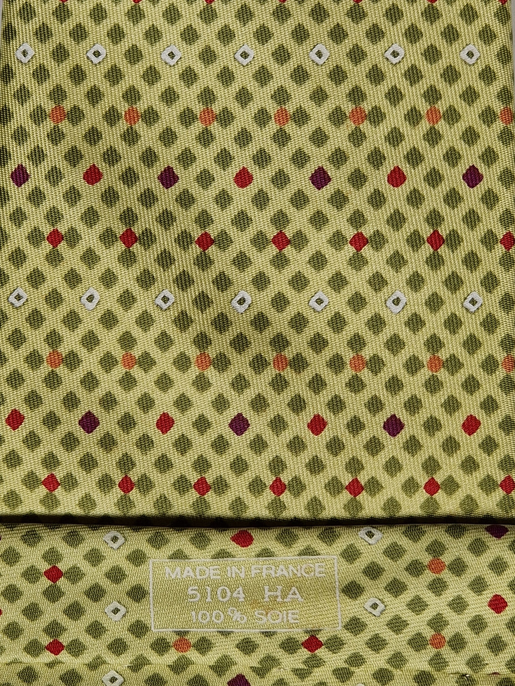 Hermès silk tie yelow geometric pattern Hermès 5104 HA tie yellow
