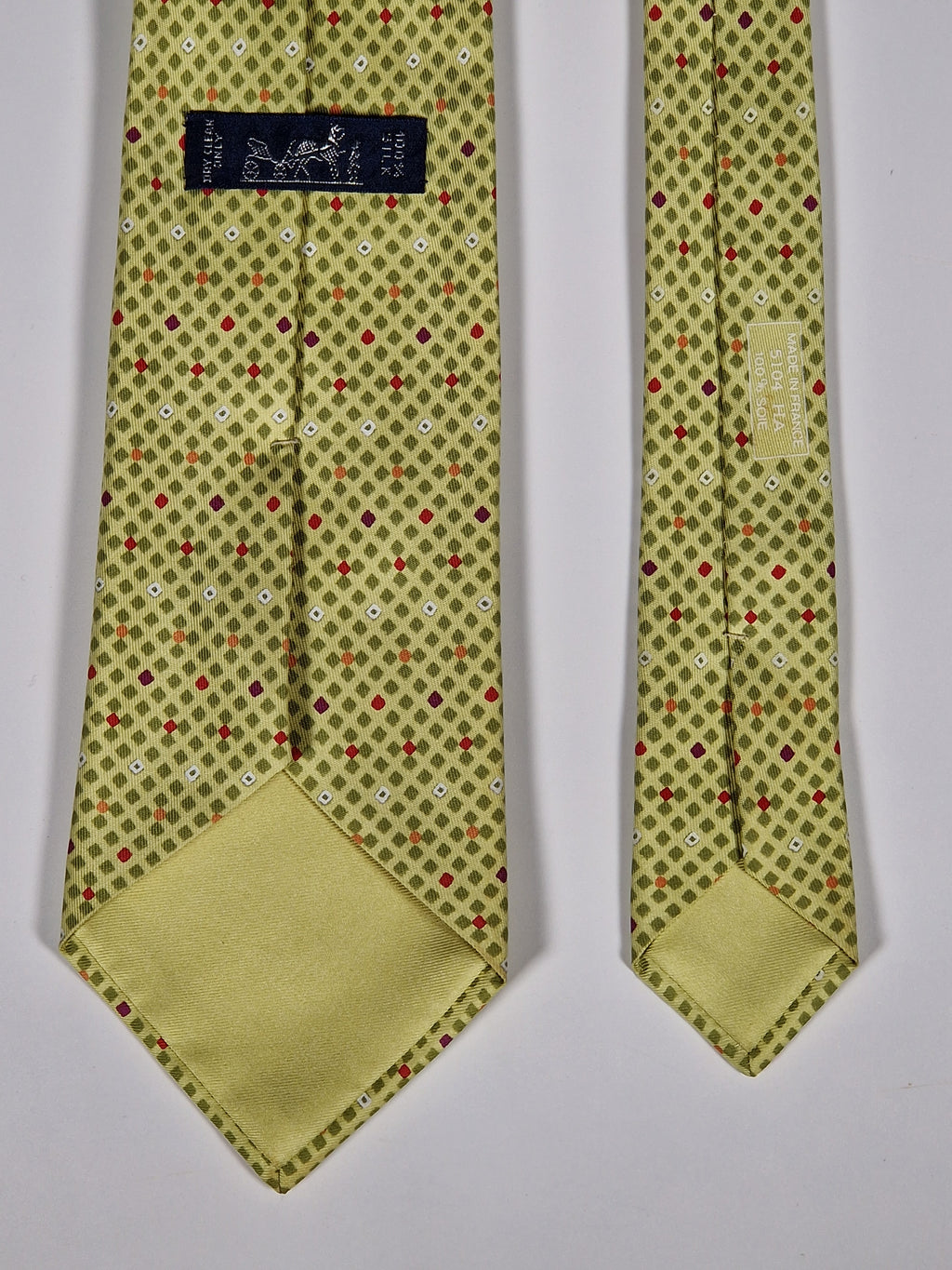 Hermès silk tie yelow geometric pattern Hermès 5104 HA tie yellow