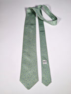 Hermès silk tie green whimsical snail pattern 5121 HA