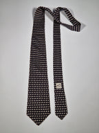 Hermès silk tie black whimsical pinguin pattern 5143 HA
