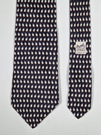 Hermès silk tie black whimsical pinguins 5143 HA