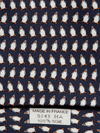 Hermès silk tie black whimsical pinguins 5143 HA
