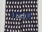 Hermès silk tie black whimsical pinguins 5143 HA