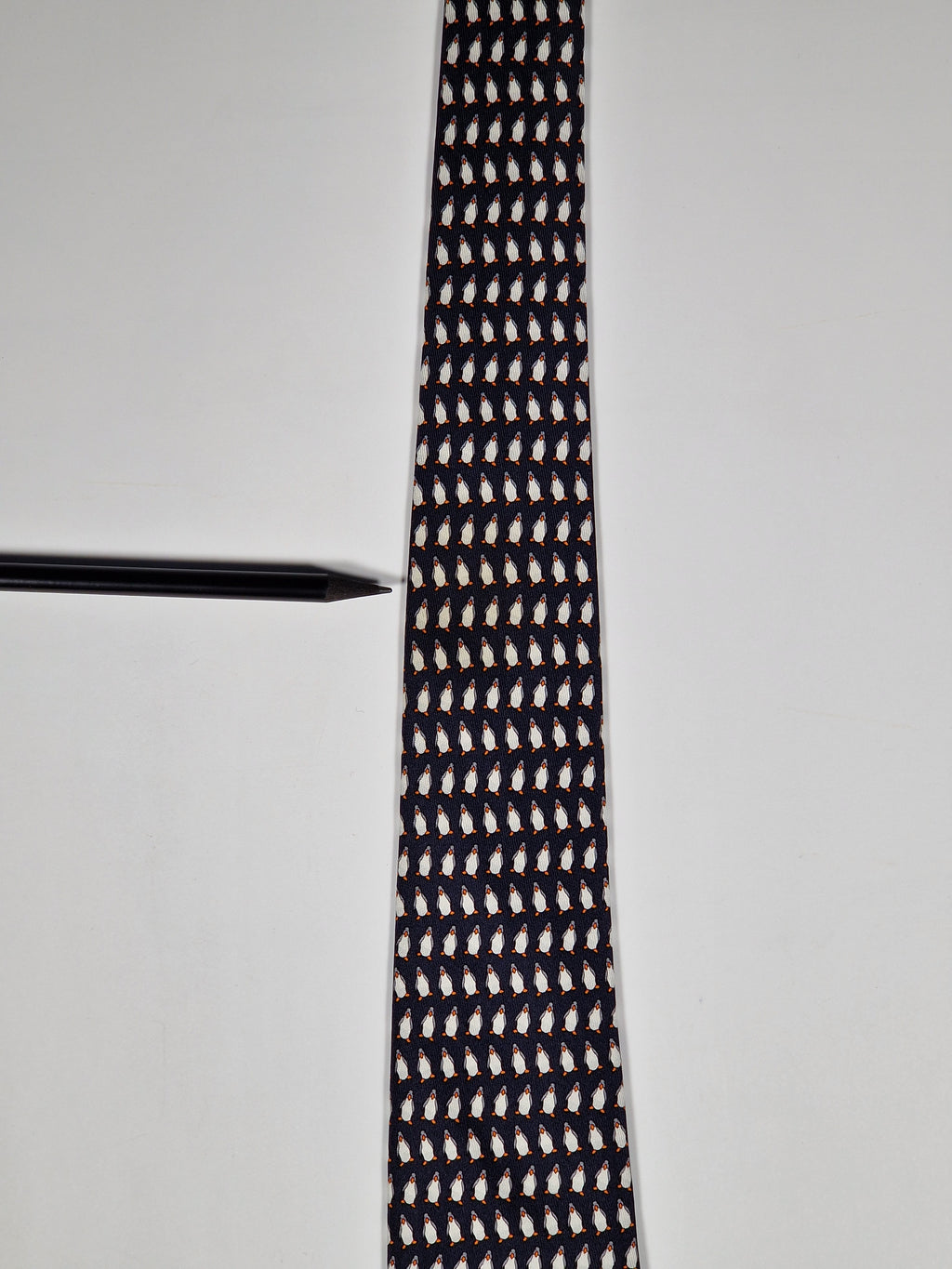 Hermès silk tie black whimsical pinguins 5143 HA