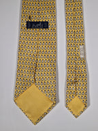 Hermès silk tie yellow whimsical pinguins pattern 5143 HA