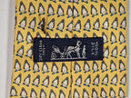 Hermès silk tie yellow whimsical pinguins pattern 5143 HA