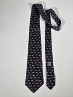Hermès silk tie black equestrian horse jumping Hermès 5151 SA tie black