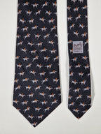 Hermès silk tie black equestrian horse jumping Hermès 5151 SA tie black
