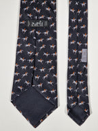 Hermès silk tie black equestrian horse jumping Hermès 5151 SA tie black