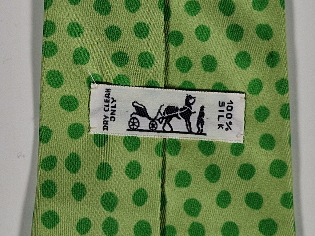 Hermès silk tie green with dots 5157 HA