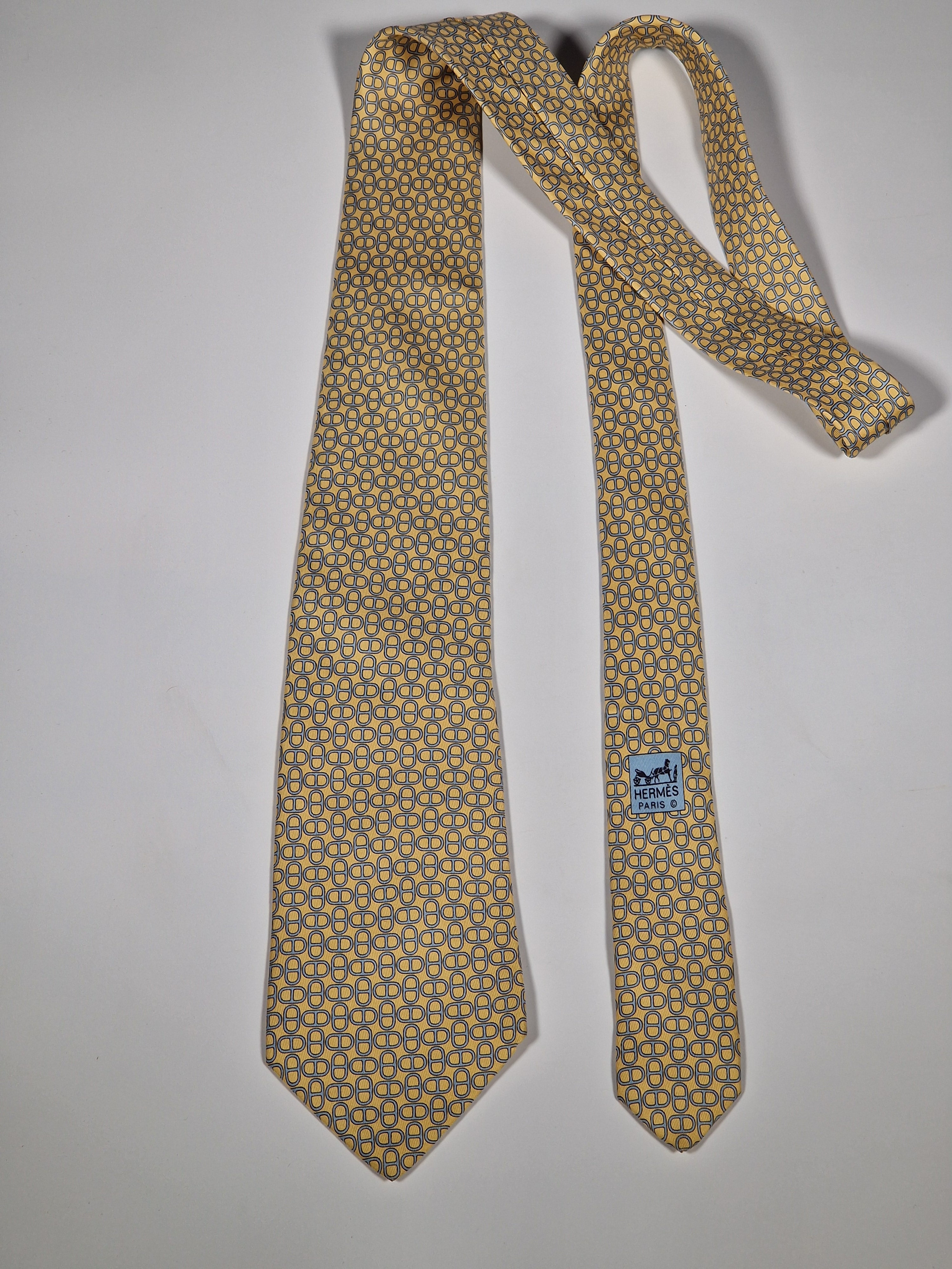 005160 Hermès silk tie equestrian pattern yellow 5160 HA