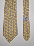005160 Hermès silk tie equestrian pattern yellow 5160 HA