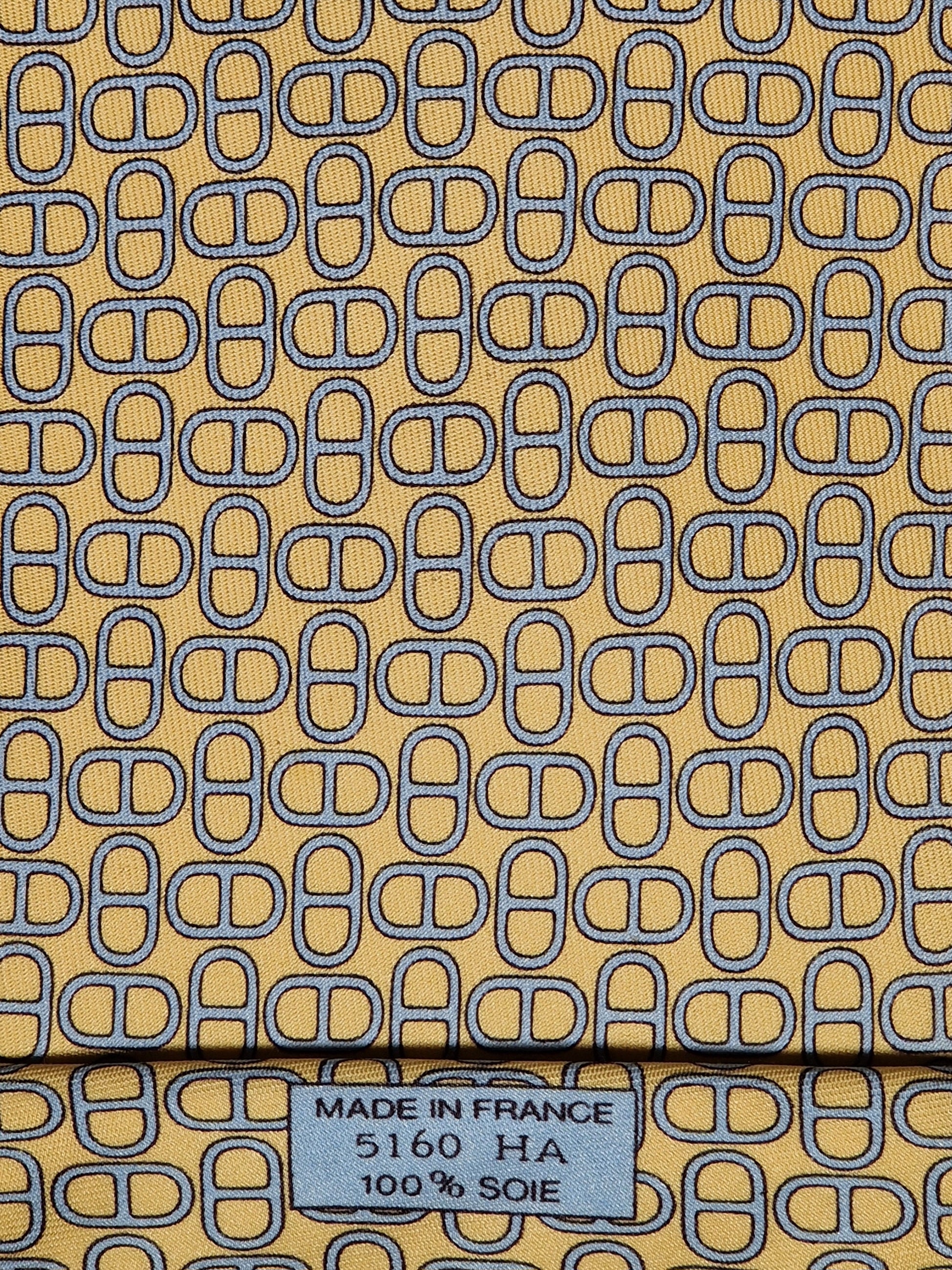 005160 Hermès silk tie equestrian pattern yellow 5160 HA