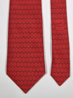 005161 Hermès tie red equestrian pattern 5161 HA