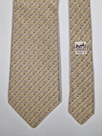 005170 Hermès silk tie beige whimsical jumping fish pattern 5170 IA