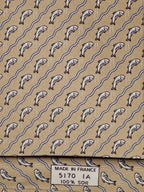 005170 Hermès silk tie beige whimsical jumping fish pattern 5170 IA