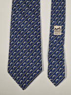 Hermès silk tie blue jumping salmon / fish 5170 IA