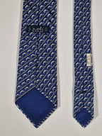 Hermès silk tie blue jumping salmon / fish 5170 IA