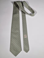 005170 Hermès tie green jumping salmon pattern 5170 IA