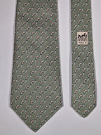 005170 Hermès tie green jumping salmon pattern 5170 IA