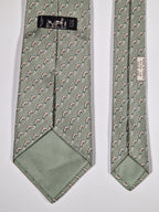 005170 Hermès tie green jumping salmon pattern 5170 IA
